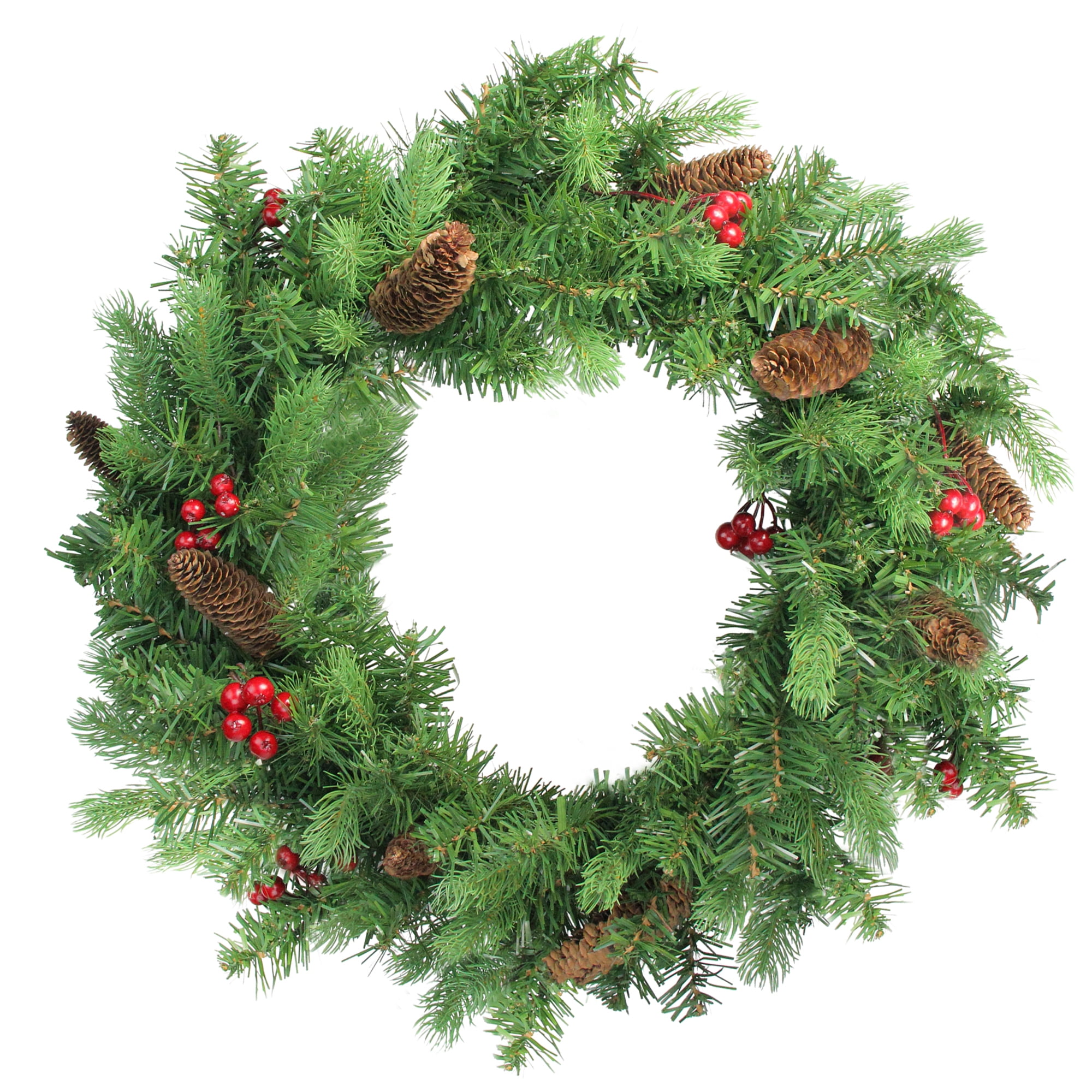 Noble Fir with Berries Artificial Christmas Wreath 24Inch, Unlit