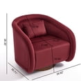thumbnail image 5 of Lunale Swivel Accent Barrel Chair with Plush Pillow, 360 Degree Modern Pumpkin-Shaped Armchair for Living Room, Wine Red Velvet, 5 of 5
