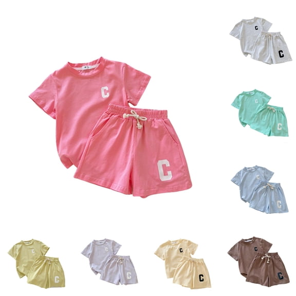 Shachafan Girls Summer Outfit Short Sleeve Tee And Shorts Two Piece Casual Playwear Comfortable Breathable Kids Female Baby Clothes