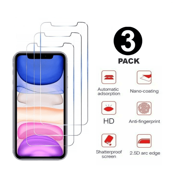 iPhone XS Max Screen Protector Tempered Glass, Tempered Glass Screen Protector For Apple iPhone XS Max (6.5"), Anti-Scratch, Anti-Fingerprint, Bubble Free (3-Pack)