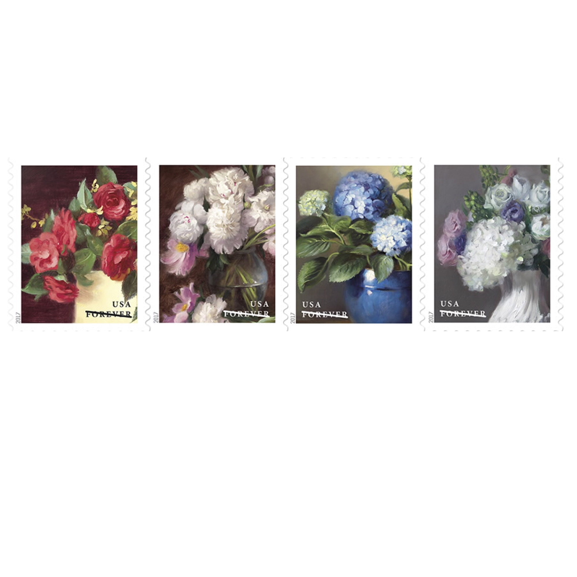 Flowers from the Garden Strip of 20 USPS Forever First Class Postage Stamps Celebrate Wedding Beauty (20 Stamps)