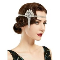 1920s Headpiece for Women, Rhinestone Roaring 20s Great Gatsby Headband Art Deco Hair Accessories