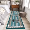 thumbnail image 4 of Blue Beige Anchor 2'x6' Runner Rugs for Hallway Kitchen Bedside Non Slip Washable, Nautical Summer Beach Coastal Ocean Entryway Rug Runners with Rubber Backing, Long Carpet Runner for Laundry Room, 4 of 8