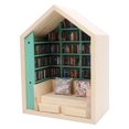 thumbnail image 1 of Mini Kit de Livre, Mini Maison Bibliothèque en Bois de Pin Exquis pour Chambre à Coucher pour Librairie, 1 of 7