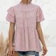 thumbnail image 4 of Impresión de manga corta Lotus Leaf Ruffle Top cuello redondo camisa para WowenGreenXL, 4 of 5