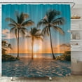 thumbnail image 3 of Ocean Beach Sunset Shower Curtain Tropical Palm Tree Seaside Seascape Coastal Exotic Nature Scenery Landscape Bathroom Decor Set with Hooks-72"W x 86"L (Pack of 1), 3 of 7