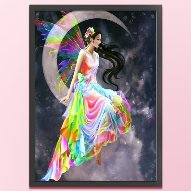 Cuadros Decorativos Bordado completo Hilo de algodón ecológico 11CT Impreso Rainbow Angel Kit de punto de cruz Wdftyju embutido en tela