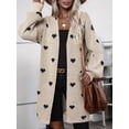 thumbnail image 6 of Women'S Long Sleeve Cute Cardigan Sweaters V Neck Open Front Ribbed Knit Heart Sweater Coat Apricot XL, 6 of 9
