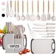 thumbnail image 1 of Utensilios de Cocina de Silicona, 19 Piezas Juego de Utensilios de Cocina Antiadherentes con Mango Resistente al Calor, Juego de Cucharas para Cocinar Incluyendo Accesorios Cocina Blanco, 1 of 4