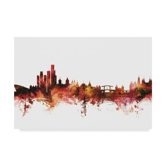 Trademark Fine Art 'Amsterdam The Netherlands Skyline Red' Canvas Art by Michael Tompsett
