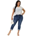 thumbnail image 3 of Women's Plus Size Blouse Daisy Floral Ruffle Sleeve Basic Top Light Purple 2X, 3 of 7