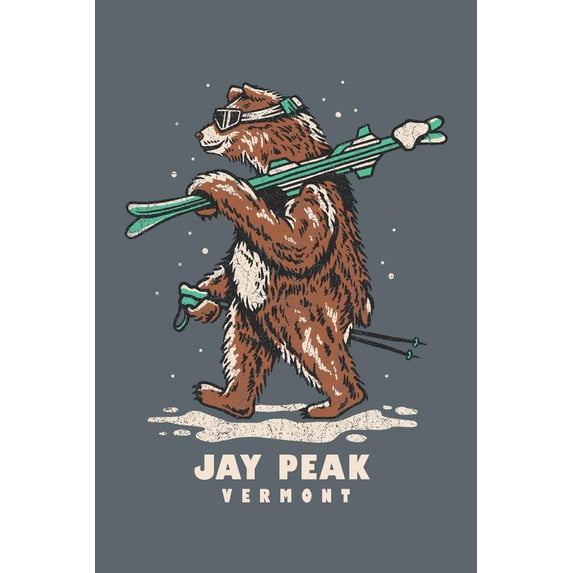 Jay Peak, Vermont, Ski Bear (36x54 Giclee Gallery Art Print, Vivid Textured Wall Decor)