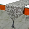 thumbnail image 2 of The HomeCentric Decorative 14’’ x 36’’ Grey & Silver Faux Leather Table Runner with Animal Pattern and Tassels, 2 of 4