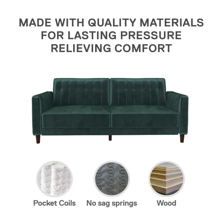 DHP Modern Vintage Convertible Sofa Bed, Pin Tufted Transitional
