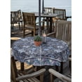 thumbnail image 2 of Outdoor Tablecloths with Umbrella Hole & Zipper, Navy Blue Floral Boho Round Tablecloths 60 Inch, Ethnic Tribe Abstract Art Flower Waterproof Table Cloth, Patio/Pool/Picnic Table Covers, 2 of 8