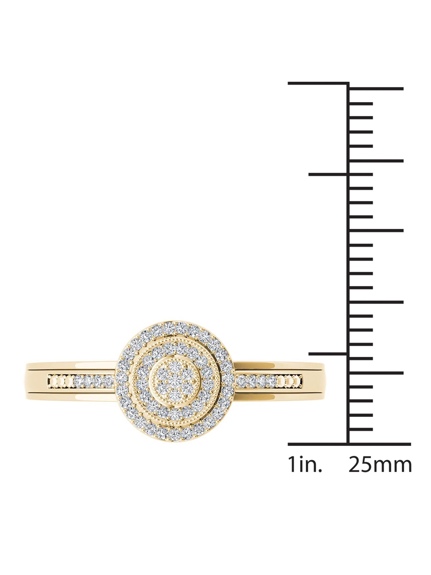 1/6 Carat T.W. Diamond Cluster Double Halo 10kt Yellow Gold Engagement Ring