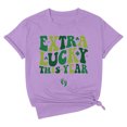 thumbnail image 1 of TSADFHJI Chandail en Molleton pour Femmes Pack T-Shirt Col Rond Décontracté / T-Shirt Imprimé Lettre pour Confort & Style TTTG Violet, 1 of 3