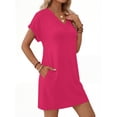 thumbnail image 4 of MOSHU Summer Dresses for women V Neck Womens Dresses Short Sleeve Casual Midi Dress with Pockets, 4 of 11