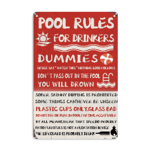 Wllo0ord Funny Pool Decor Metal Tin Sign 8x12 Inches