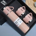 thumbnail image 2 of 1set Stainless Steel Thermal Mug Set, 500ml/16.9oz Vacuum Insulated Water Flask with 3 Cups, Stainless Steel Car Flask Holder for Coffee & Cold Drinks, Ideal for Back to School Supplies, 2 of 16
