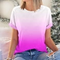 thumbnail image 3 of Womens Plus Size Blouses Gradient Crew Neck Short Sleeves Print Casual Pullover Blouse T Shirt, 3 of 5