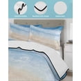 thumbnail image 4 of Quilts Full Size Bedding Set, Navy Blue Coastal Lightweight Quilted Comforter, Beach Nautical Seaside Ocean Beige Soft Reversible Bedspread Coverlet with Pillow Covers for All Season, 78" x 90", 4 of 7