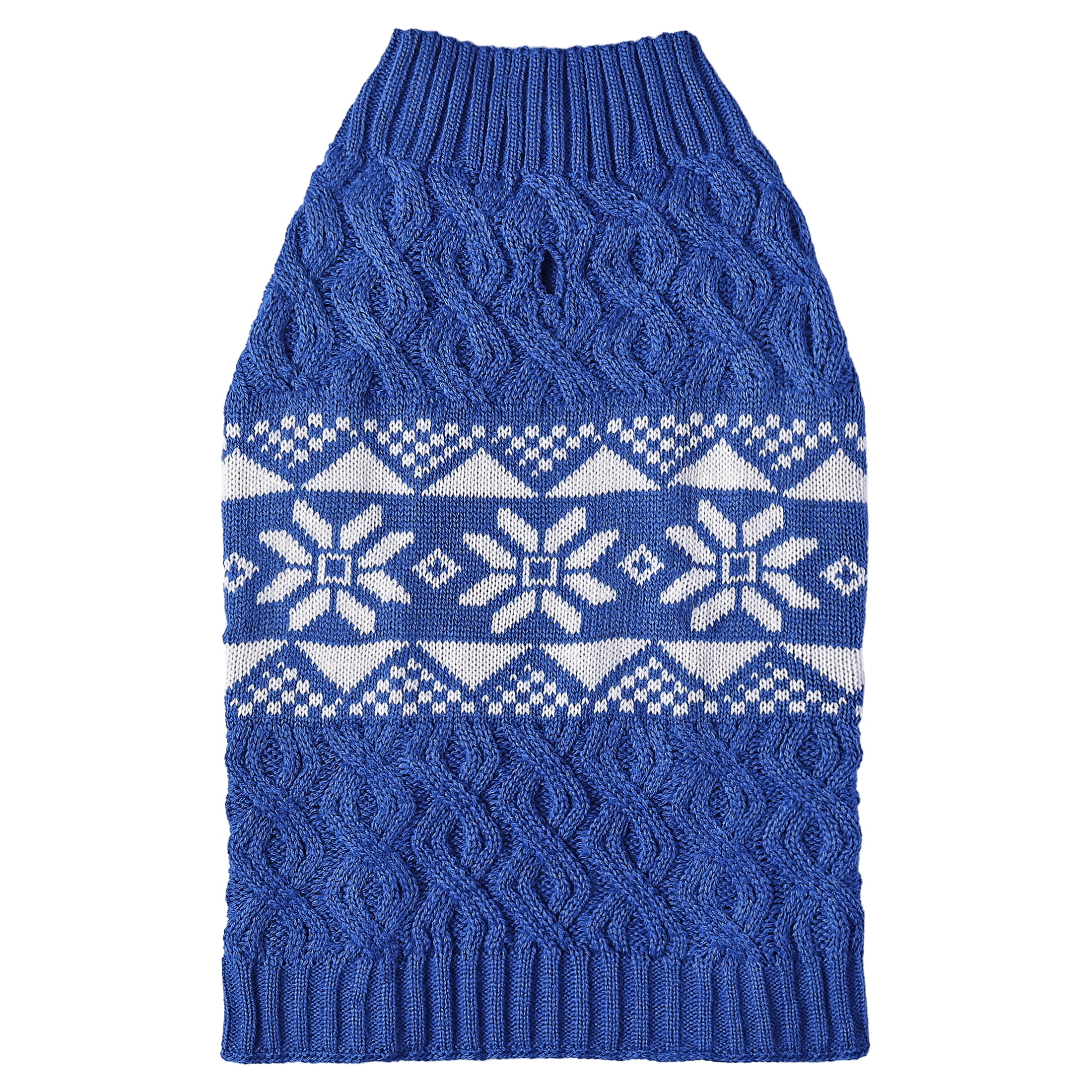 Vibrant Life Holiday Pet Sweater for Cats & Dogs, Snowflakes, Blue, Small