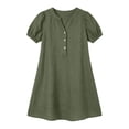 thumbnail image 5 of Women's Casual V-Neck Linen Short Sleeve Dress with Pockets, 5 of 5
