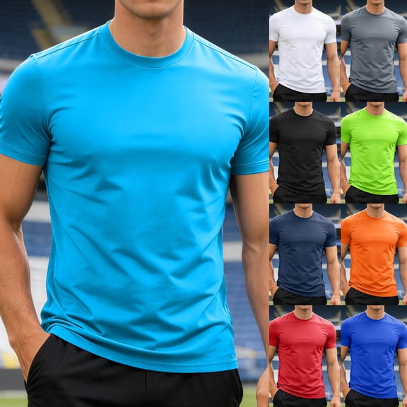 ibiyuan Cooling Shirts for Men Athletic Short Sleeve Work Out Shirts Mens Quick Dry Active Tee Upf 50 Sun Protection Wicking Tops Breathable Gym Sports Performance