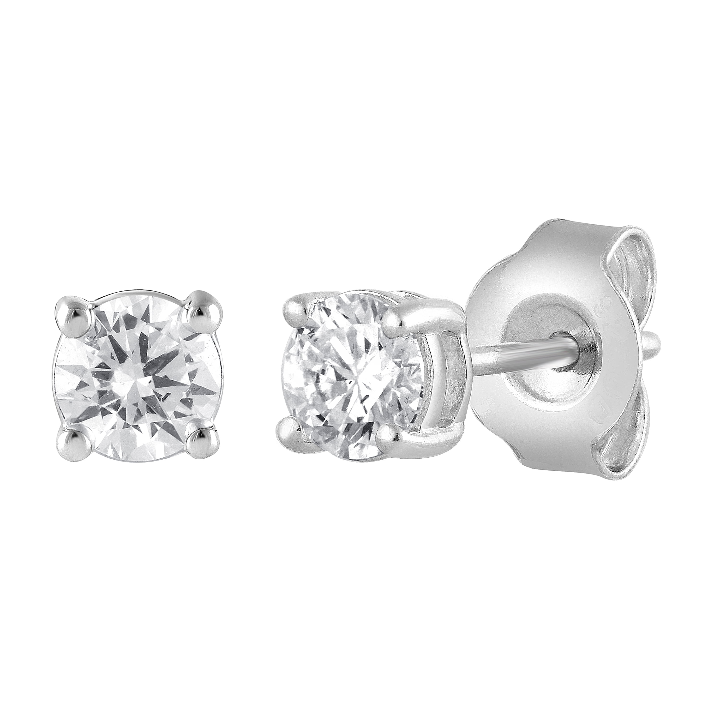 Unique Moments 1/2 Ct Round Lab Grown Diamond Stud Earrings in 10K White Gold for Women (J-SI-I1)