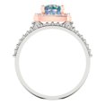 thumbnail image 4 of 1.58 ct Brilliant Round Cut Blue Moissanite 14k White/Rose Gold Halo Solitaire with Accents Engagement Bridal Wedding Ring Band Set size 5, 4 of 7