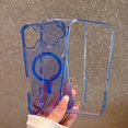 thumbnail image 3 of Designed for iPhone 16 Magnetic Clear Phone Case,Clear Crystal Glitter,Compatible with Mag-Safe,3-in-1 Heavy Duty Shockproof Sparkly Cute Women Girl Protective Phone Case,Clearblue, 3 of 10