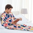 thumbnail image 6 of Naloa Abstract Leopard Print Men’s Pajamas Set - Long Sleeve Button Down Sleep Shirt and Pajama Bottoms Sleepwear Set-, 6 of 7