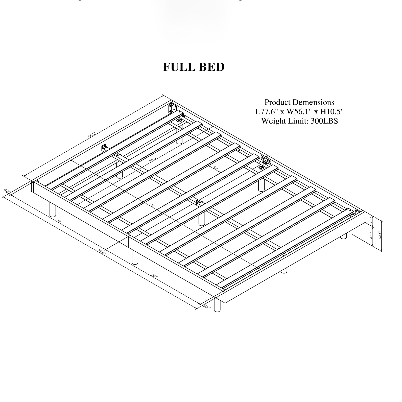 Miniyam Full Platform Bed , Low Profile Wooden Bed with Slats, No Box Spring Needed, Modern Design for Teen, Walnut