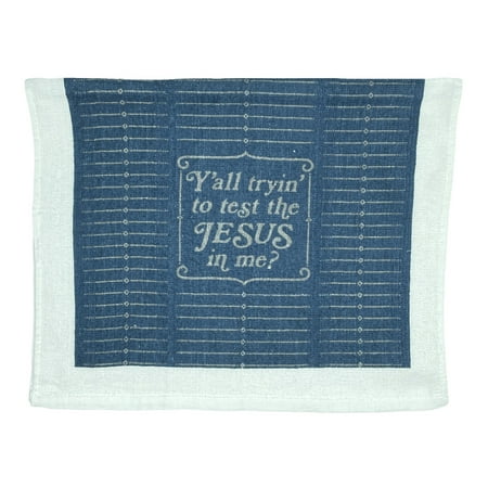 

Yall Tryin To Test The Jesus In Me Funny Religion Christian Tea Towel