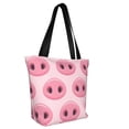 thumbnail image 4 of Cauagu Pig Nose Print Canvas Aesthetic Tote Bag for Women Beach Bag Shopping Bags Shoulder Bag Reusable Grocery Bags, 4 of 7