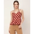 thumbnail image 2 of Moomaya Printed Peplum Tops For Women, Noodle Strap Blouse Top W/ Styles Back, 2 of 9