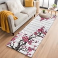 thumbnail image 2 of Pink Plum Bossom Runner Rugs 2x6 ft Ink Painting Style Flower Branches White Wood Grain Washable Hallway Rugs Non-Slip Floor Mats Absorbent Carpet Bedside Runners for Bedroom Kitchen Bathroom Laundry, 2 of 9