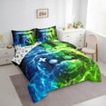 thumbnail image 3 of Castle Fairy Boys Gradient Gamer 7 Pieces Bedding Comforter Set,Video Game Full Bedding Set Lightweight,Blue Green Fitted Sheet Flat Sheet,Lightweight Room Decor, 3 of 8