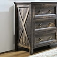 thumbnail image 3 of Aukfa Wood 6 Drawers Dresser, Farmhouse Chest of Drawers TV Stand for Bedroom, Living Room,Dark Oak, 3 of 5