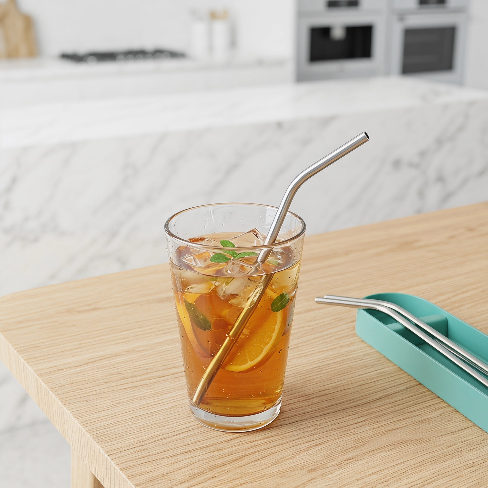 Unique Bargains 10Pcs Reusable Stainless Steel Dishwasher Safe Straws Silver
