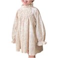 thumbnail image 1 of Odeerbi 2-8 Años Niñas Princesas Vestido Floral Cuello Moño Vestido Infantil Bordado Cuello Redondo Manga Larga, 1 of 9