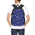 thumbnail image 4 of Fotbe Golden Snowflakes Royal Blue Pattern Student Backpack –School backpack Large Capacity Durable and Ergonomic Backpack with Laptop Compartment and Multiple Pockets, 4 of 6