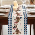 thumbnail image 3 of Table Runners 72 Inches Long Dress Scarves, Independence Day Farmhouse Kitchen Table Runner, Coffee Tablerunners, Red Blue Stars Stripes Flag Wood Plaid 16x72 Inch, 3 of 9
