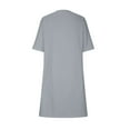thumbnail image 4 of LYXSSBYX Boho Dresses for Women 2024 Women's Fashionable Loose Casual Dress Straight Tube Solid Color Pocket Round Neck Medium Length Dress Short Sleeved Round Neck Dress, 4 of 5