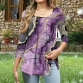 thumbnail image 4 of Womens Tops 3/4 Sleeve Floral Printing Round Neck Plus Size T-shirt Casual Blouse,Tops for Women Purple, 4 of 6