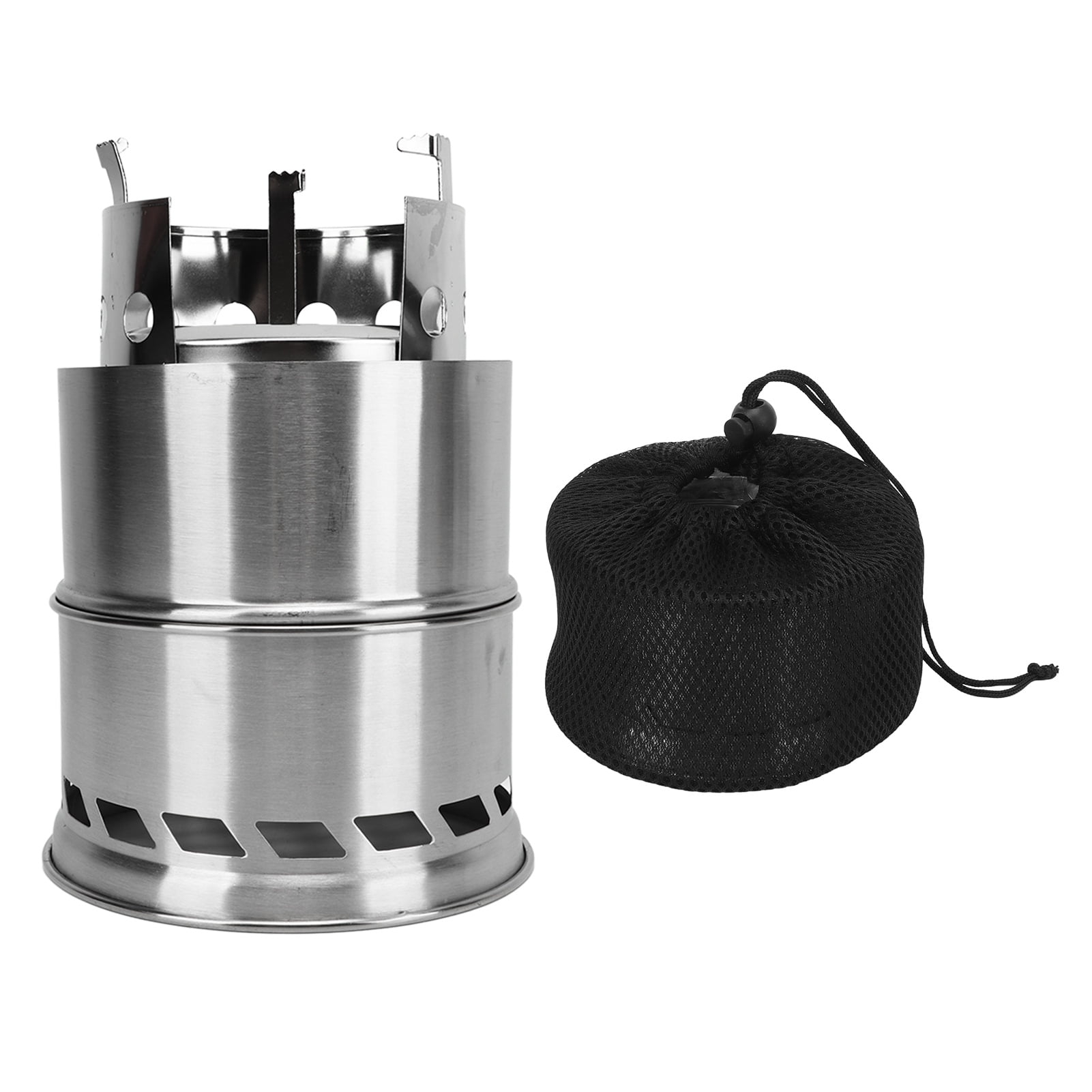 Outdoor Wood Burning Stove Stainless Steel Barbecue Wood Charcoal Coal Heating Stove for Camping Tall Stand