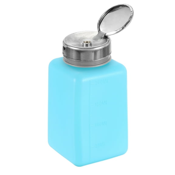 Uxcell Solvent Alcohol Dispenser 200ml(6.8oz) Nail Polish Remover Push Down Liquid Dispenser Pump Bottle, Blue