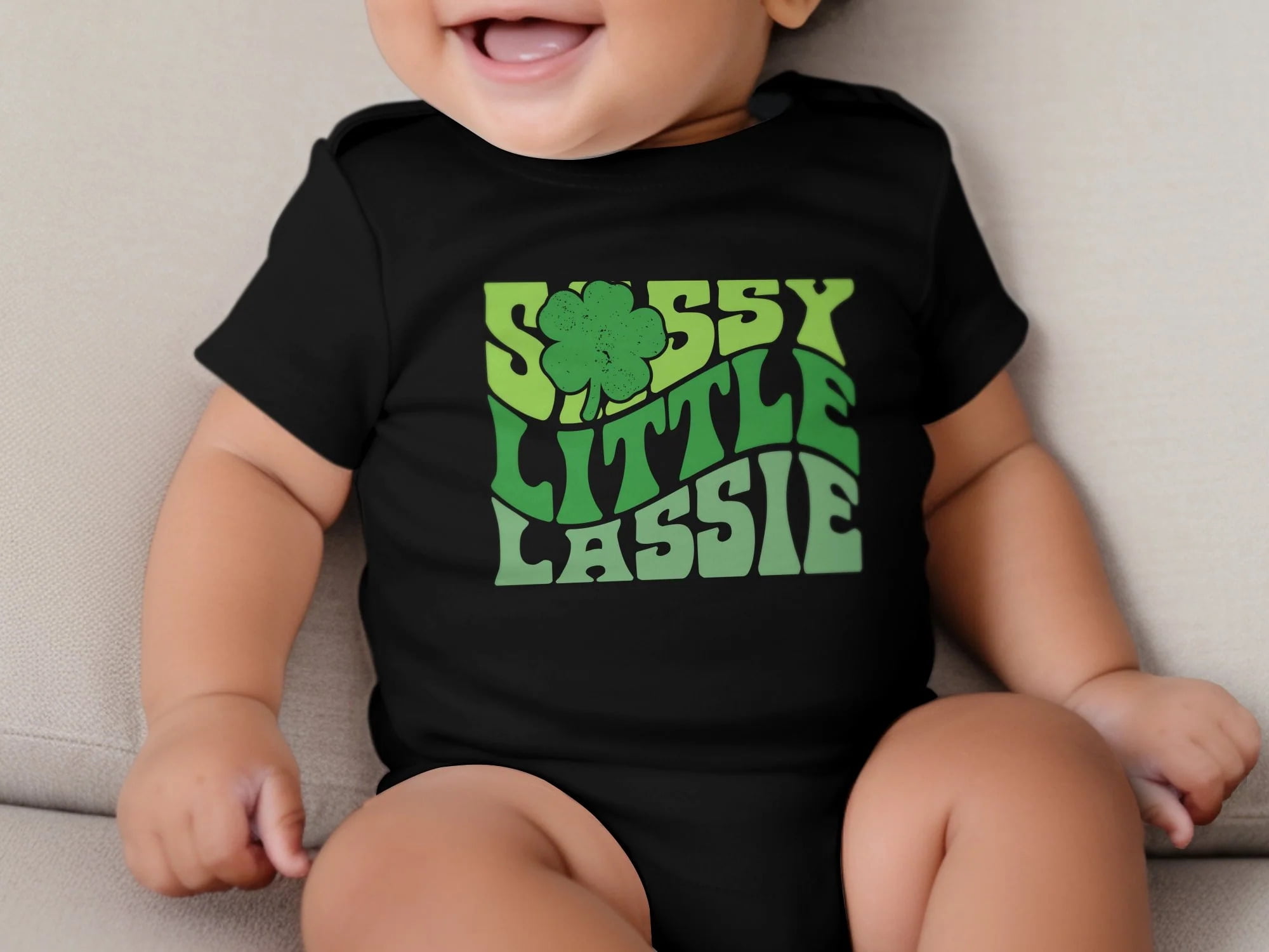 Sassy Little Lassie Onesie, St. Patrick's Day Baby Outfit, Irish Shamrock Baby Bodysuit, Green Clover Infant Clothing, Newborn Gift