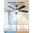 thumbnail image 4 of Ventilador de Techo OJX 52" con Luz, Control Remoto y APP, Regulable, 4 of 7
